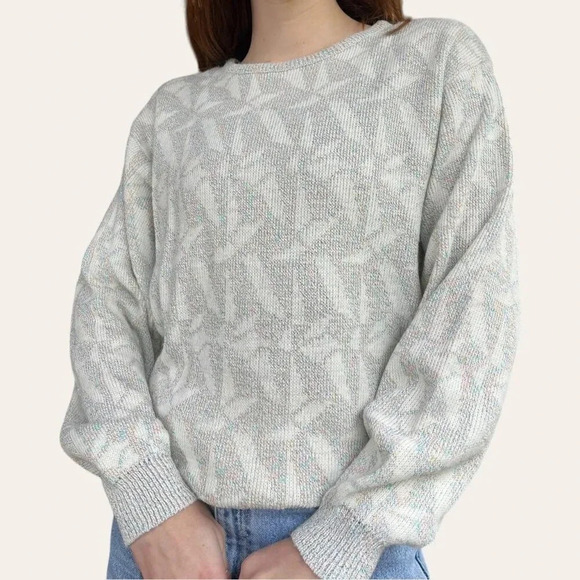 80s vintage metallic rainbow pinwheel pattern sweater Small - Picture 1 of 8
